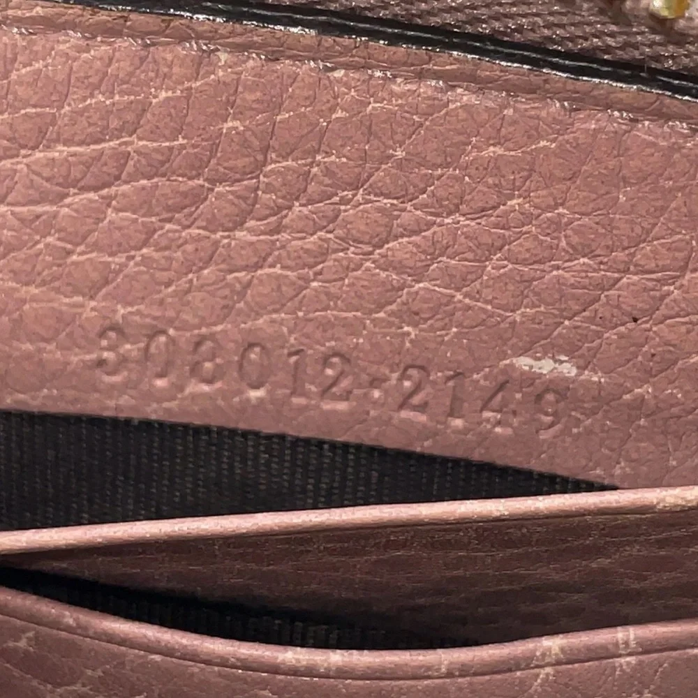Auth GUCCI GG Guccissima Pink Leather Long Wallet W/GG Gold Accents & dust bag